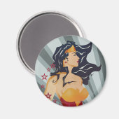 Wonder Woman Retro Profil Sunburst Magnet (Vorderseite/Rückseite)