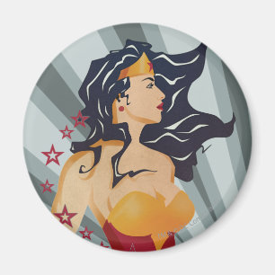 Wonder Woman Retro Profil Sunburst Magnet