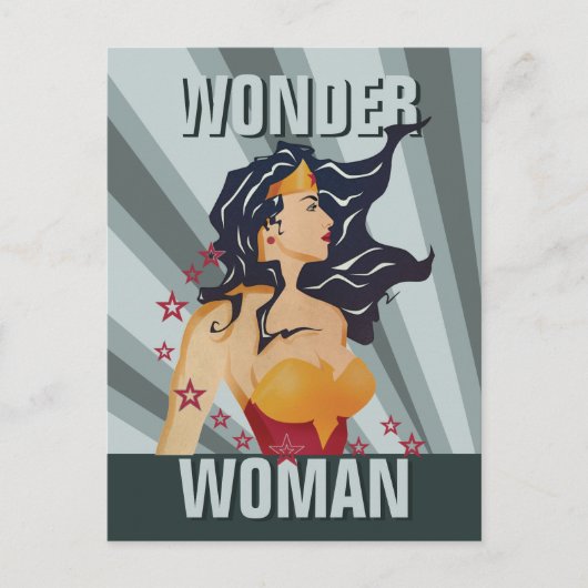 Wonder Woman Retro Profil Sunburst Postkarte (Vorderseite)