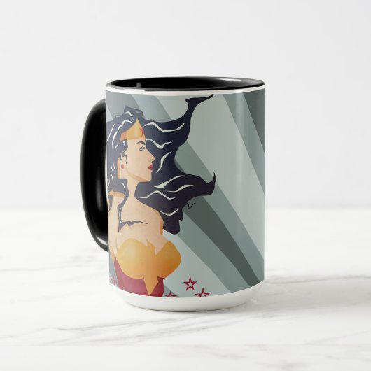 Wonder Woman Retro Profil Sunburst Tasse (Vorderseite Links)