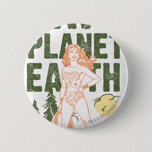 Wonder Woman Rette Planet Erde Button (Vorderseite)