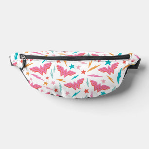 Wonder Woman Rosa Logo und Blitzmuster Bauchtasche