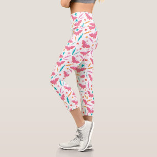 Wonder Woman Rosa Logo und Blitzmuster Capri Leggings