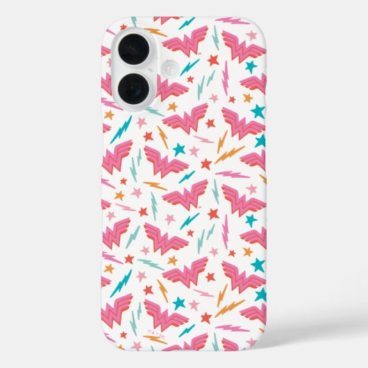Wonder Woman Rosa Logo und Blitzmuster Case-Mate iPhone Hülle (Rückseite)