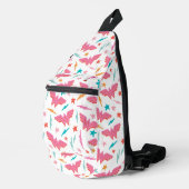 Wonder Woman Rosa Logo und Blitzmuster Crossbody Bag (Rechte Ecke)