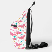 Wonder Woman Rosa Logo und Blitzmuster Crossbody Bag (Rechts)