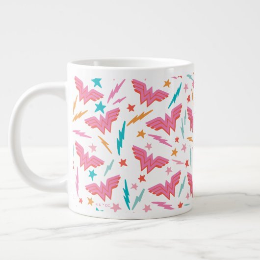 Wonder Woman Rosa Logo und Blitzmuster Jumbo-Tasse (Links)