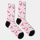 Wonder Woman Rosa Logo und Blitzmuster Socken (Rechts)