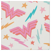 Wonder Woman Rosa Logo und Blitzmuster Stoff (Nahaufnahme)