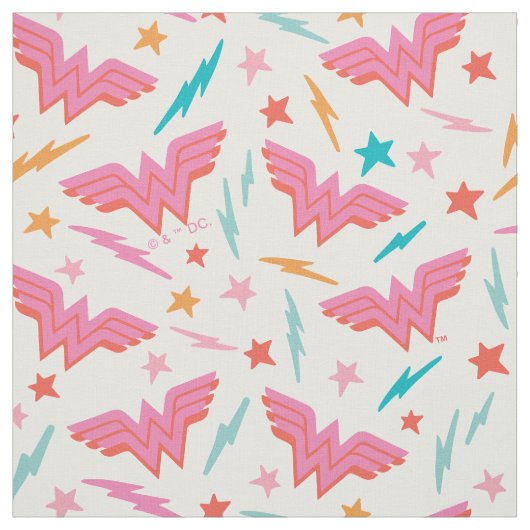 Wonder Woman Rosa Logo und Blitzmuster Stoff (Muster)