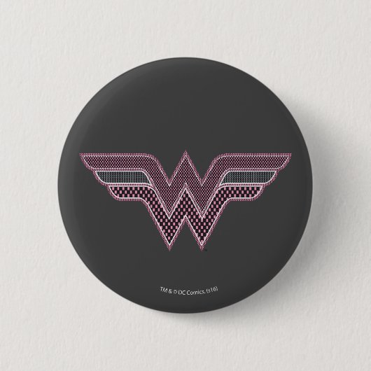 Wonder Woman Rosa und Schwarzes Schachbrett Mesh L Button (Vorderseite)