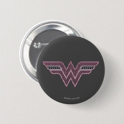 Wonder Woman Rosa und Schwarzes Schachbrett Mesh L Button (Vorne & Hinten)