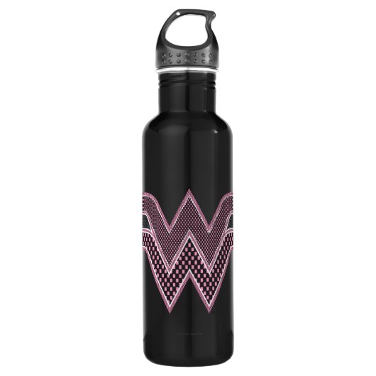 Wonder Woman Rosa und Schwarzes Schachbrett Mesh L Edelstahlflasche (Vorderseite)