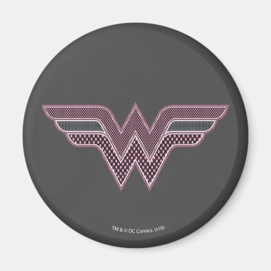 Wonder Woman Rosa und Schwarzes Schachbrett Mesh L Magnet (Vorne)
