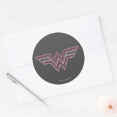 Wonder Woman Rosa und Schwarzes Schachbrett Mesh L Runder Aufkleber (Umschlag)
