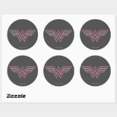 Wonder Woman Rosa und Schwarzes Schachbrett Mesh L Runder Aufkleber (Blatt)