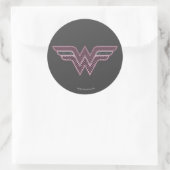 Wonder Woman Rosa und Schwarzes Schachbrett Mesh L Runder Aufkleber (Tasche)