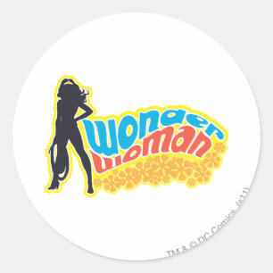 Wonder Woman Silhouette Runder Aufkleber