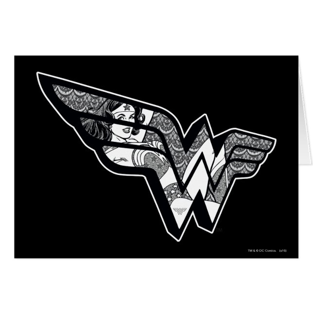 Wonder Woman sitzt im Logokombinat (Vorderseite (Horizontal))