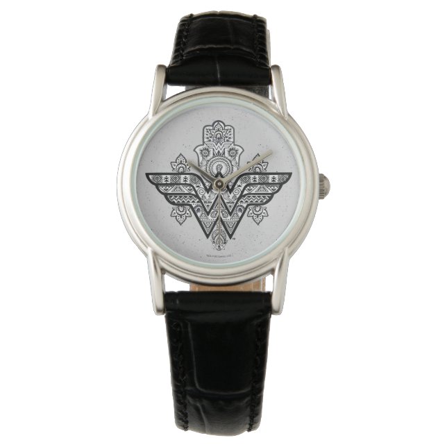Wonder Woman Spiritual Paisley Hamsa Logo Armbanduhr (Vorderseite)