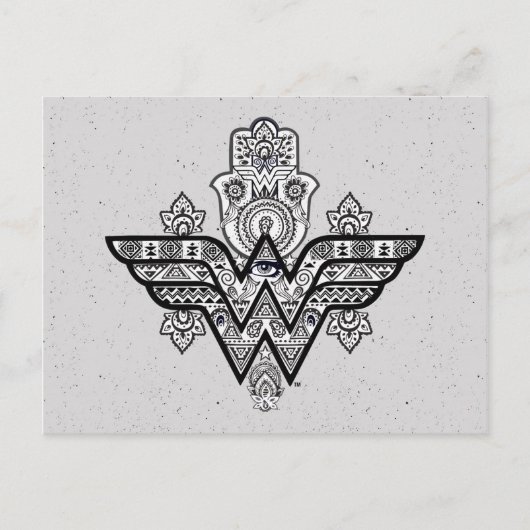 Wonder Woman Spiritual Paisley Hamsa Logo Postkarte (Vorderseite)