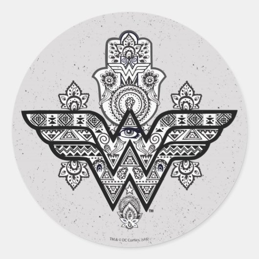 Wonder Woman Spiritual Paisley Hamsa Logo Runder Aufkleber (Vorderseite)