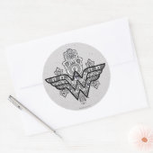 Wonder Woman Spiritual Paisley Hamsa Logo Runder Aufkleber (Umschlag)