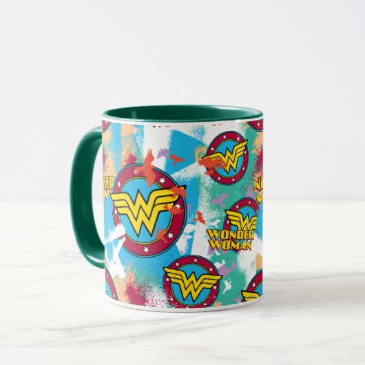 Wonder Woman Spray Paint Pattern Tasse (Vorderseite Links)