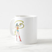 Wonder Woman Stehend mit Lasso Kaffeetasse (Vorderseite Links)