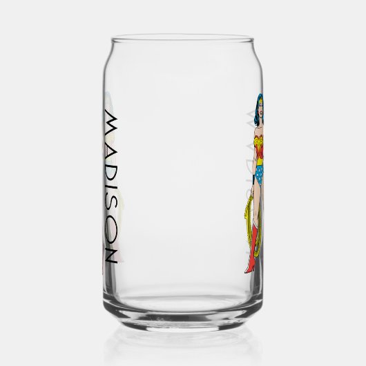 Wonder Woman Stehend | Name hinzufügen Dosenglas (Links)