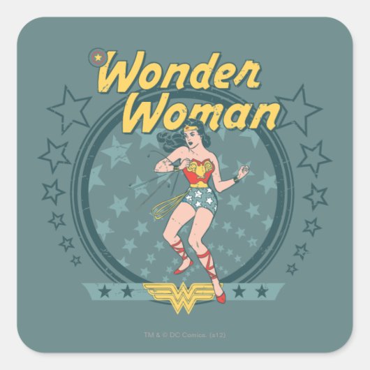 Wonder Woman störte Star Design Quadratischer Aufkleber (Vorderseite)