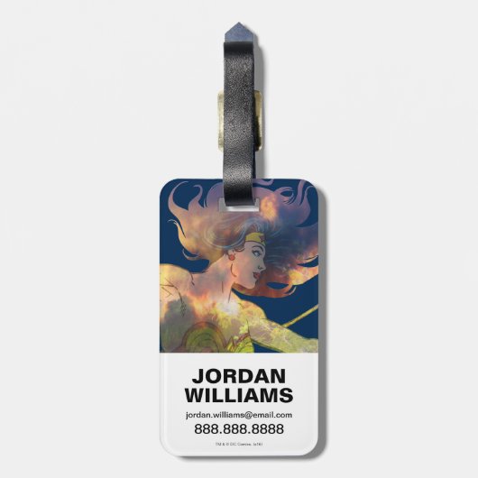 Wonder Woman Sunset Waterfall Silhouette Gepäckanhänger (Rückseite vertikal)