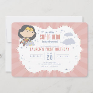 Wonder Woman   Super Hero First Birthday Einladung