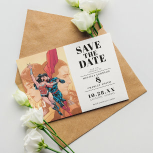 Wonder Woman & Superman Save-the-Date-Einladung Einladung