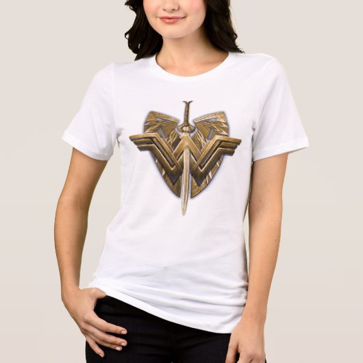 Wonder Woman Symbol mit Schwert der Gerechtigkeit Tri-Blend Shirt (Vorderseite)