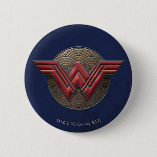 Wonder Woman Symbol Over Concentric Circles Button