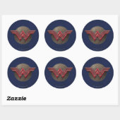 Wonder Woman Symbol über konzentrische Kreise Runder Aufkleber (Blatt)