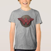 Wonder Woman Symbol über konzentrische Kreise Tri-Blend Shirt (Vorderseite)