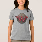 Wonder Woman Symbol über konzentrische Kreise Tri-Blend Shirt (Vorderseite)