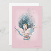 Wonder Woman und Blume Einladung (Vorne/Hinten)