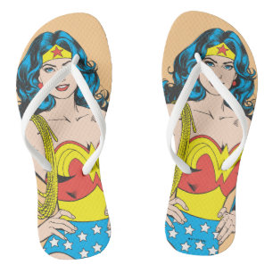 Wonder Woman Vintage Pose mit Lasso Badesandalen