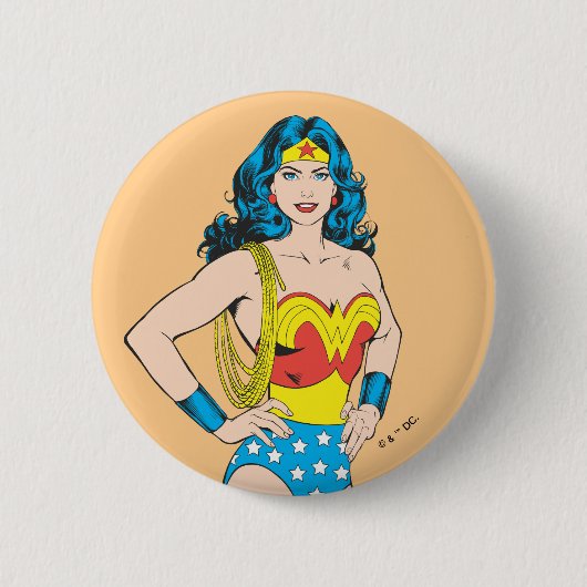 Wonder Woman | Vintage Pose mit Lasso Button (Vorderseite)