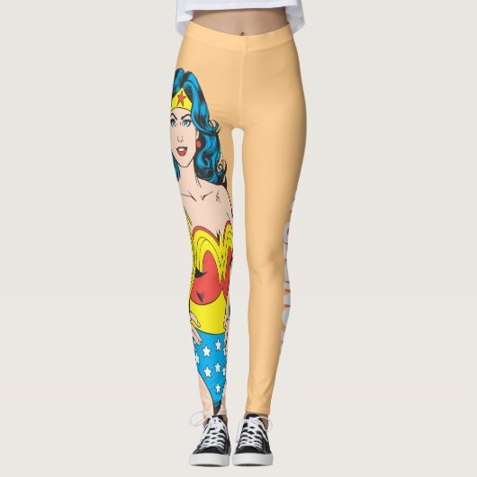 Wonder Woman | Vintage Pose mit Lasso Leggings (Vorderseite)