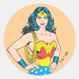 Wonder Woman | Vintage Pose mit Lasso Runder Aufkleber