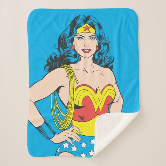 Wonder Woman | Vintage Pose mit Lasso Sherpadecke (Vorderseite)