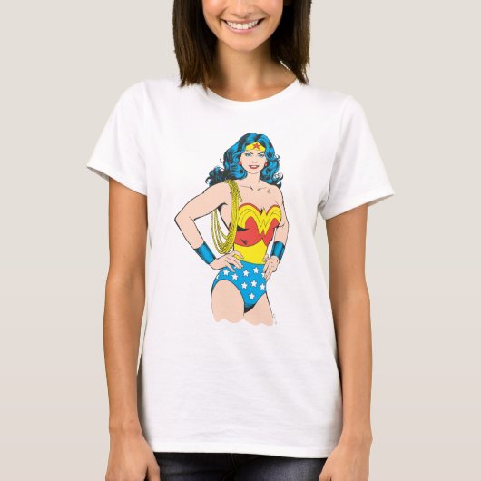 Wonder Woman | Vintage Pose mit Lasso T-Shirt (Vorderseite)