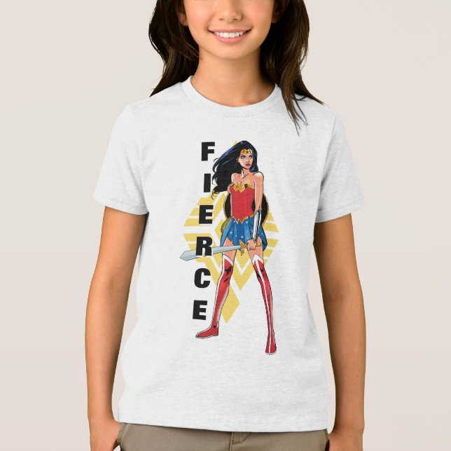 Wonder Woman with Sword - Fierce Tri-Blend Shirt (Vorderseite)