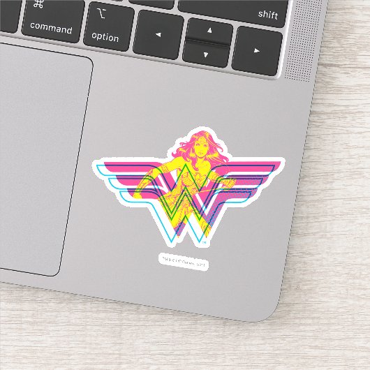 Wonder Woman Yellow Pink Comic Art Logo Aufkleber (Detail)