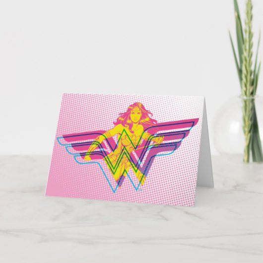 Wonder Woman Yellow Pink Comic Art Logo Karte (Vorderseite)