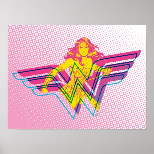 Wonder Woman Yellow Pink Comic Art Logo Poster (Vorne)